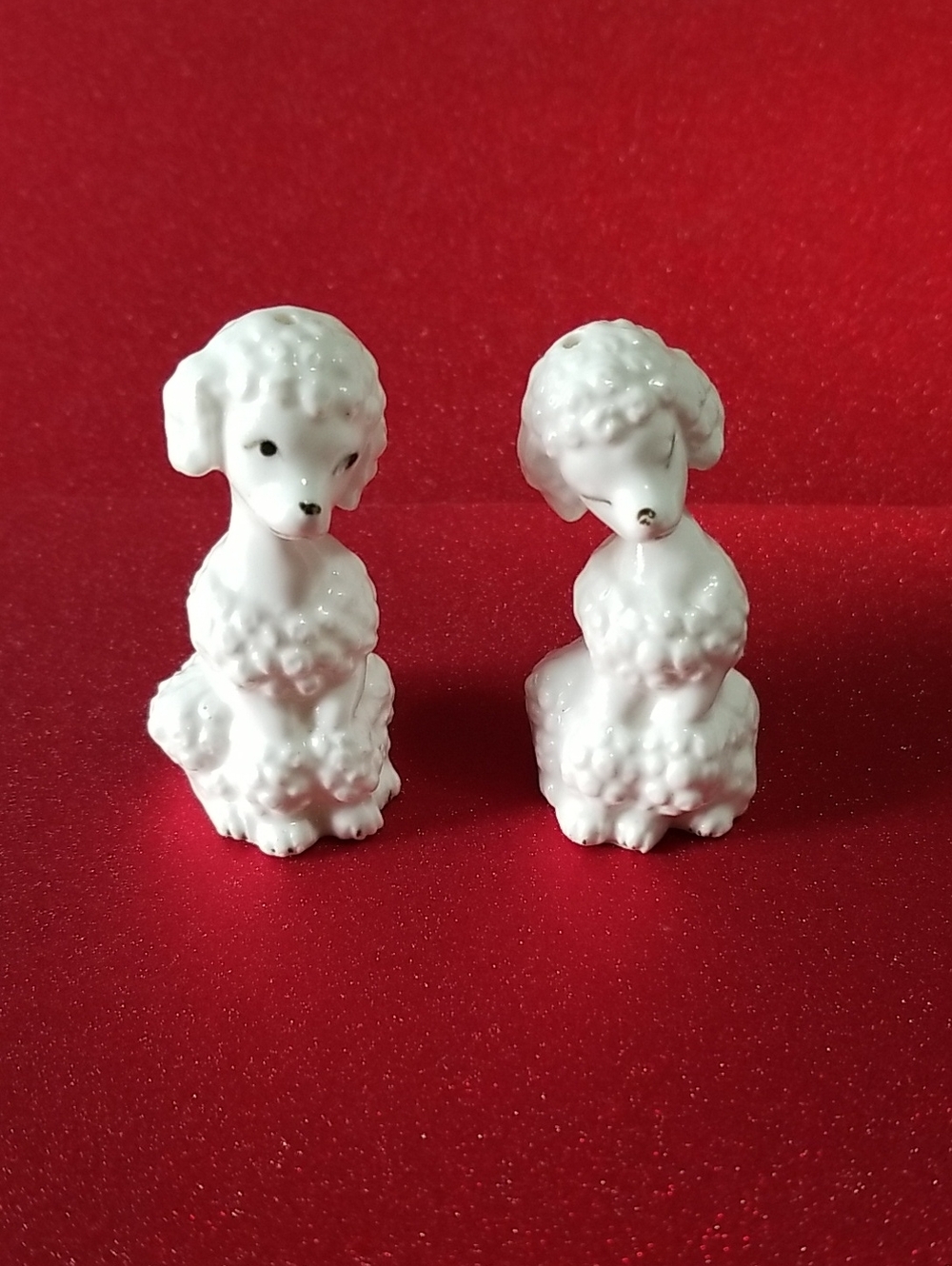 White Poodle Mini Ceramic Vintage Japan Salt And Pepper Shakers